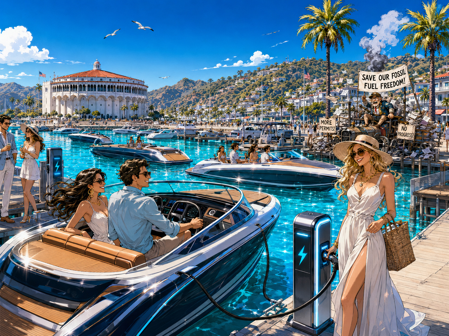 Avalon Harbor sparkling electric-only clean marina future