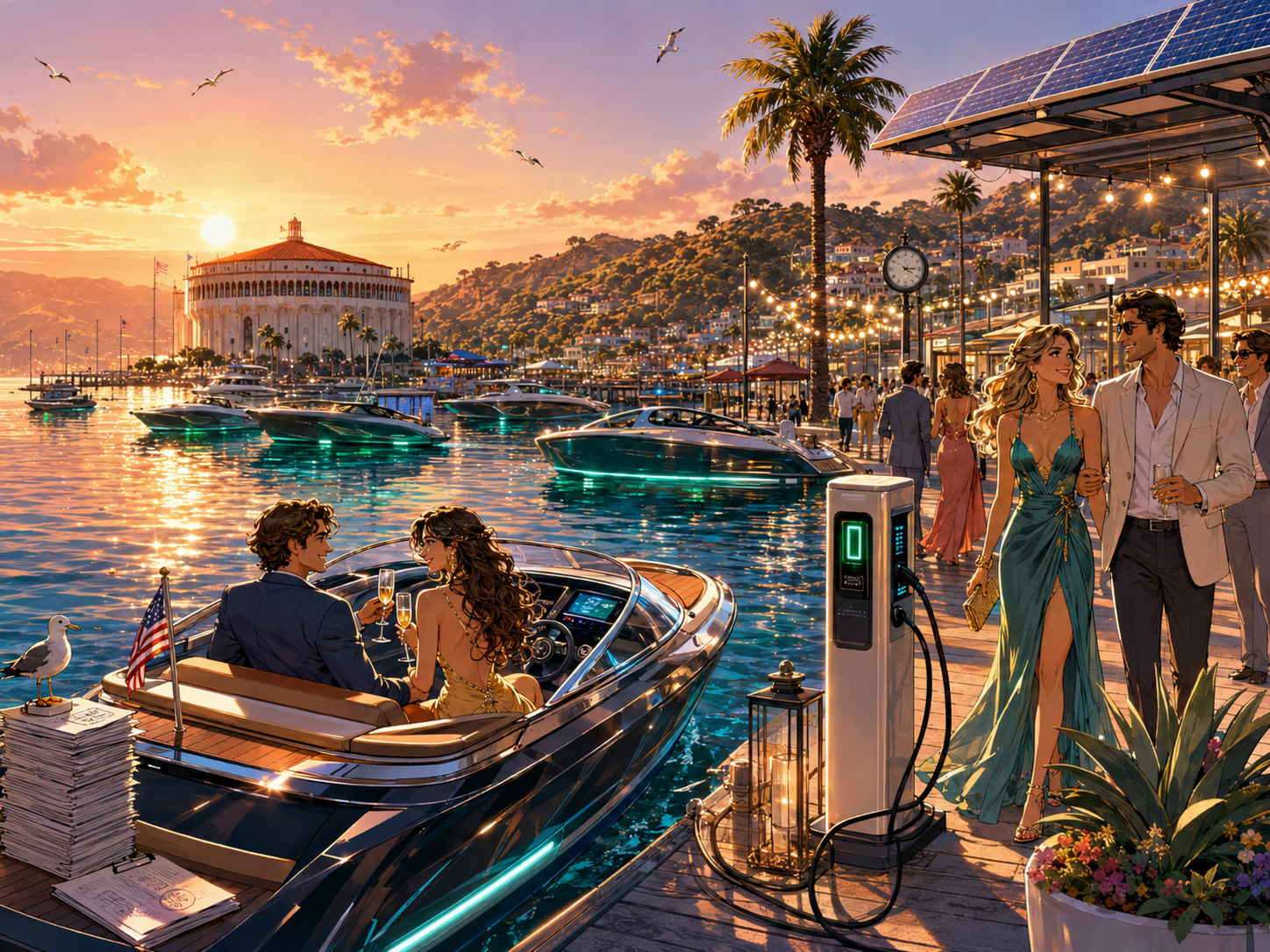 Catalina Island clean marina vision at sunset