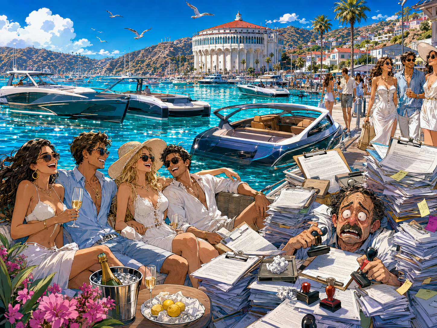 SolarMarina poster: clean water, quiet boats, beautiful people, ridiculous permits