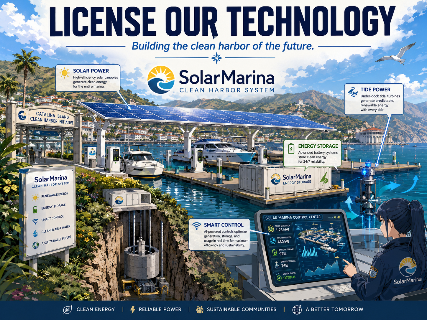 SolarMarina harbor technology illustration