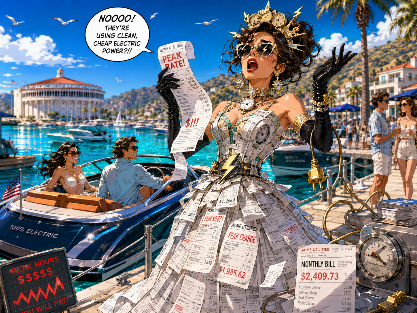 Madame Kilowatt Marina utility bill villain