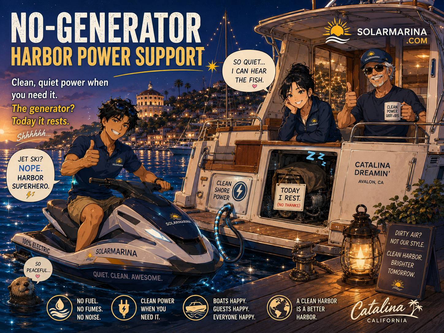No-generator harbor power support system