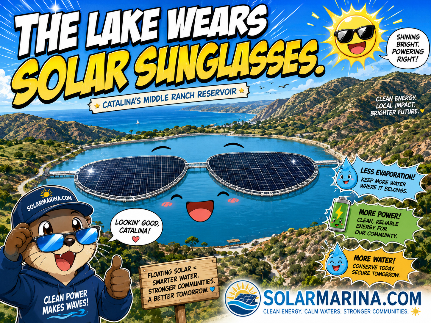 The lake wears solar sunglasses floating solar manga scene